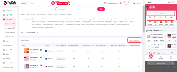 FastData V5.0 is a new upgrade. 5 advanced TikTok data analysis functions, 3 new data fields 5 FastData V5.0 is a new upgrade. 5 advanced TikTok data analysis functions, 3 new data fields 5