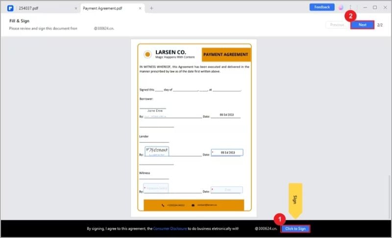 Mastering Electronic Signatures with Wondershare PDFelement 15 click to sign