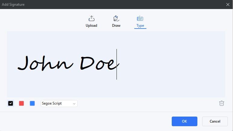 Mastering Electronic Signatures with Wondershare PDFelement 8 type signature
